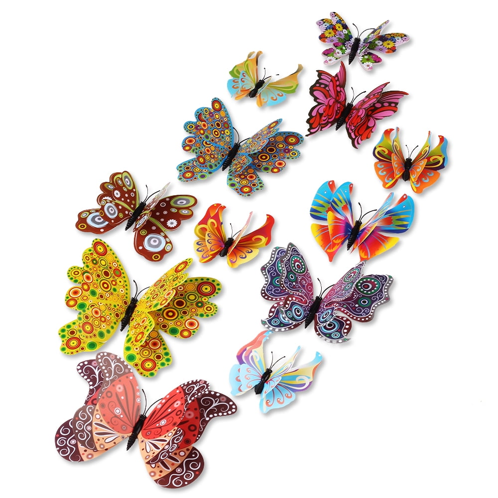 12x 3D Artificial Butterfly Wall Sticker Decal Home Garden Room Decor Multicolor 