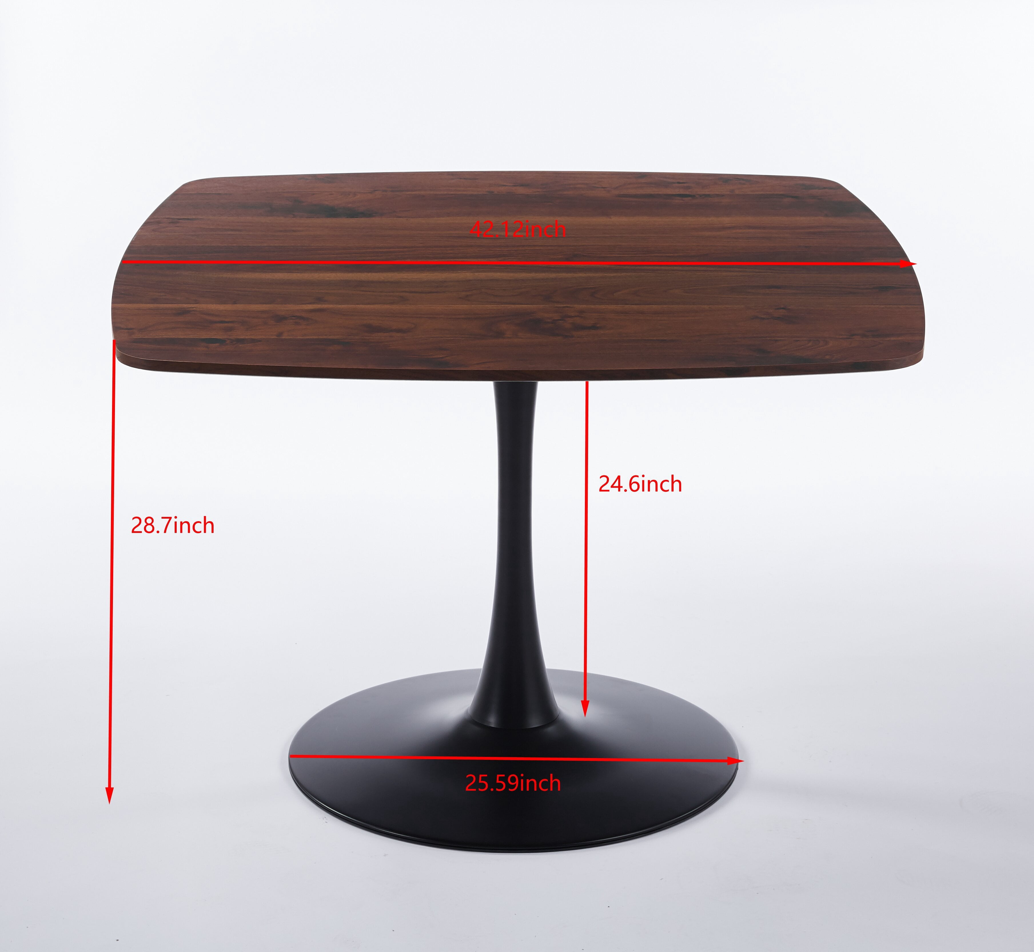Euroco 42" Wood Dinning Table for 4 ,Mid-Century Tulip Table with Metal Pedestal Base,Modern Leisure Table for Small Space Kitchen Dining Room,Walnut