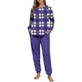 thumbnail image 4 of AUNVITO Women's Fleece Pajama Set Raglan Sleeve Long Sleeve Top with Cuffed Pants Cozy and Comfortable Winter Loungewear, 4 of 8