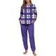 thumbnail image 4 of Conjunto de pijama informal de invierno para mujer, de doble cara, con cuello redondo estampado, manga larga, top anudado a mano, pantalones con cordón ajustable, ropa de casa, blusa de poliéster., 4 of 8