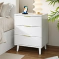 thumbnail image 2 of Fluted White Nightstand with USB Charging Station, 3-Drawer Dresser Wood Modern Night Stand Bedside Table with Quiet Drawers & Large Storage End Table for Bedroom, 2 of 18
