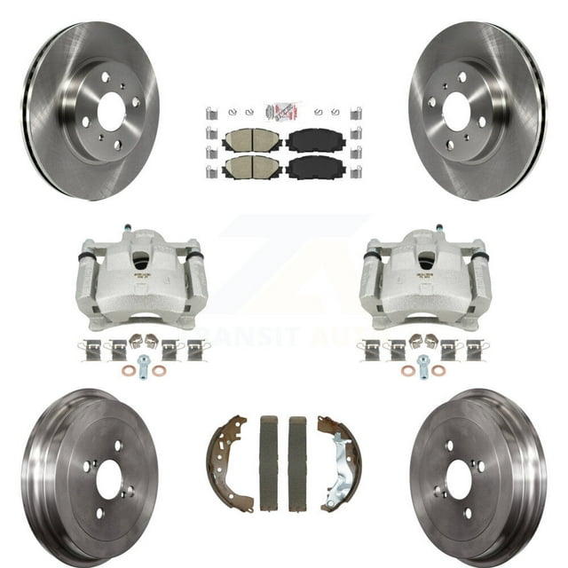 Transit Auto Front Rear Disc Brake Caliper Rotors Drums Ceramic Pads Kit (8Pc) for Car Toyota Yaris KC8-103127N