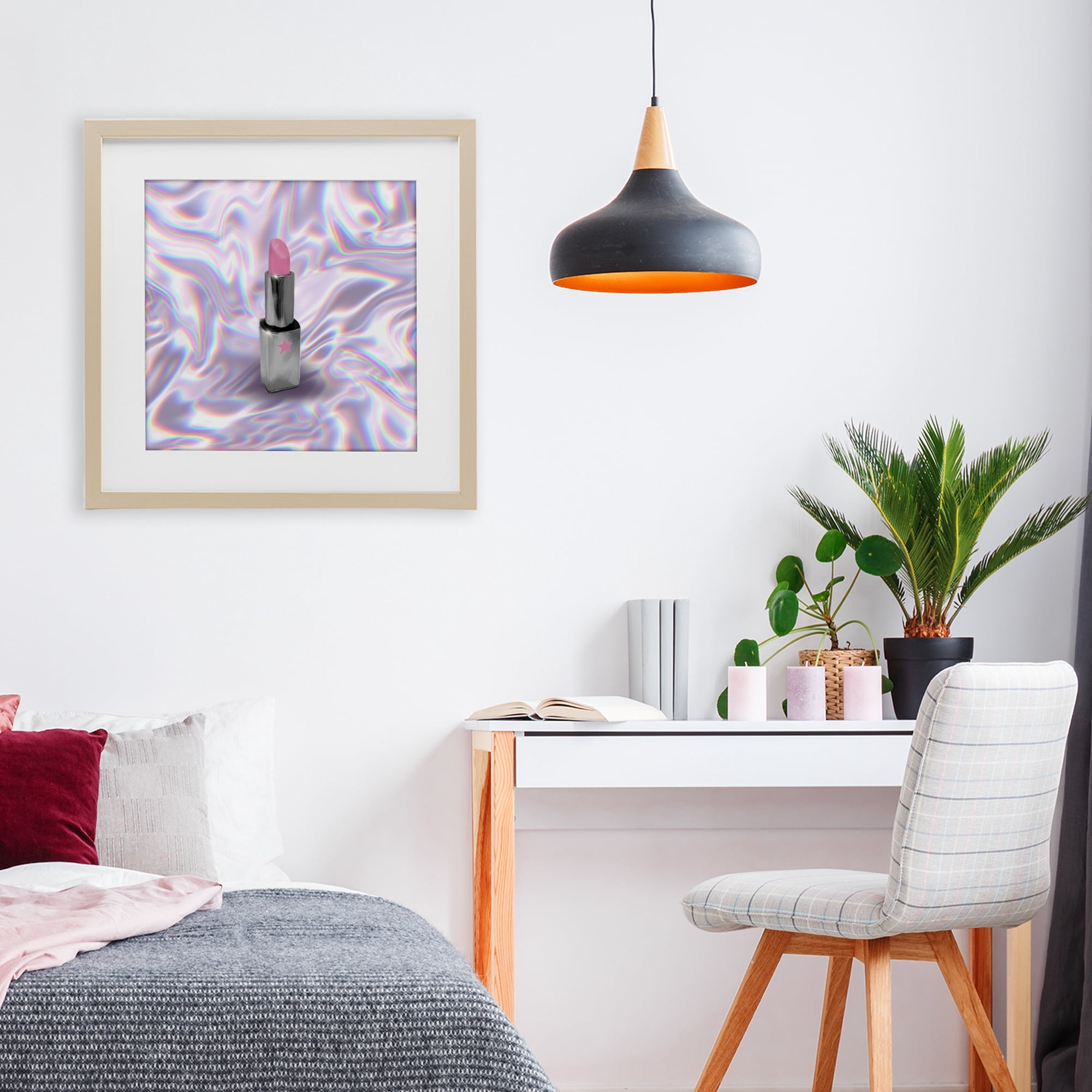 Stupell Industries Iridescent Icon Lipstick Birch Framed Print Under Glass, design by Matthew Piotrowicz