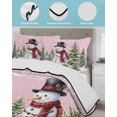 thumbnail image 3 of Twin XL Quilt Bedding Set, Christmas Snowman Reversible Summer Quilt 3 Pieces, Winter Snowflakes Country Xmas Trees Pink Lightweight Bedspreads Coverlets with 2 Pillow Shams for All Seasons, 3 of 5