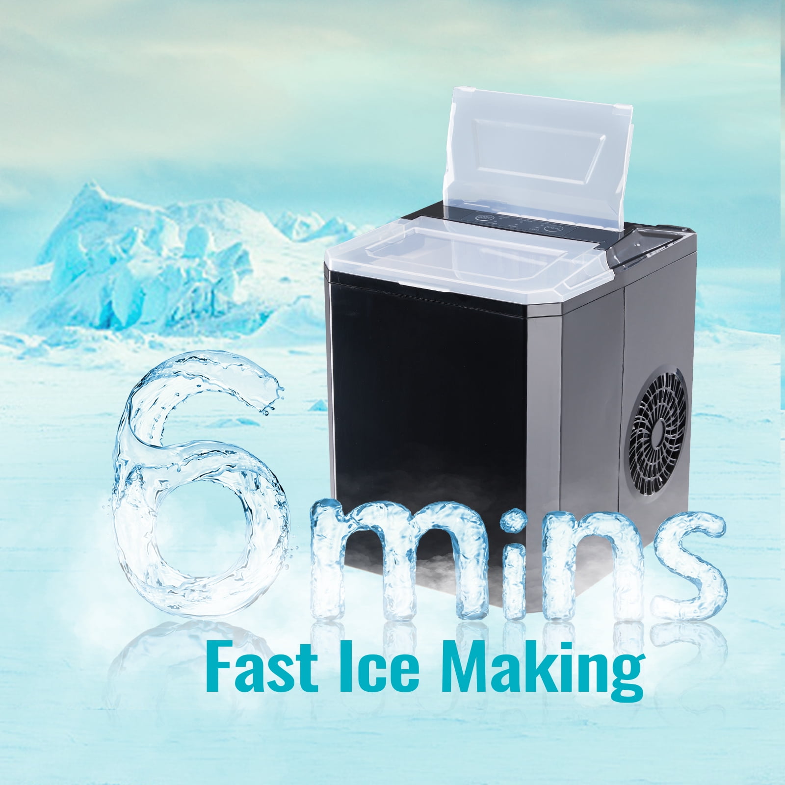Ice Maker Machine Countertop WANAI 26 lbs/24H 9 Bullet Ice Type Cubes Ready in 6-8 Minutes, Ice Scoop & Basket for Home Party Office Bar RV