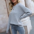 thumbnail image 2 of UTSJKR Women's Fall Hooded Sweaters Classic Solid Hooded Neck Pullover Tops Ribbed Knit Slim Fit Jumper Blouses Drop Shoulder Long Sleeve Sweaters 2024 Fashion Clothing Gray S, 2 of 6
