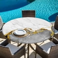thumbnail image 6 of Gray Gold Marble Round Tablecloth, Fitted Table Cover with Elastic for 36"-44" Round Tables, Modern Abstract Marble Crack Texture Table Cloth Outdoor Indoor Dinning Party Waterproof Tablecloths, 6 of 7