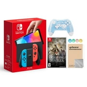 Nintendo Switch OLED Neon Red Blue, Octopath Traveler, Mytrix Controller and Accessories