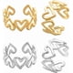 thumbnail image 1 of Anillos geométricos de banda de corazón dorados y plateados de acero inoxidable, anillos geométricos para dedo con círculo hueco cuadrado bohemio, anillo abierto con declaración para el pulgar, 1 of 9