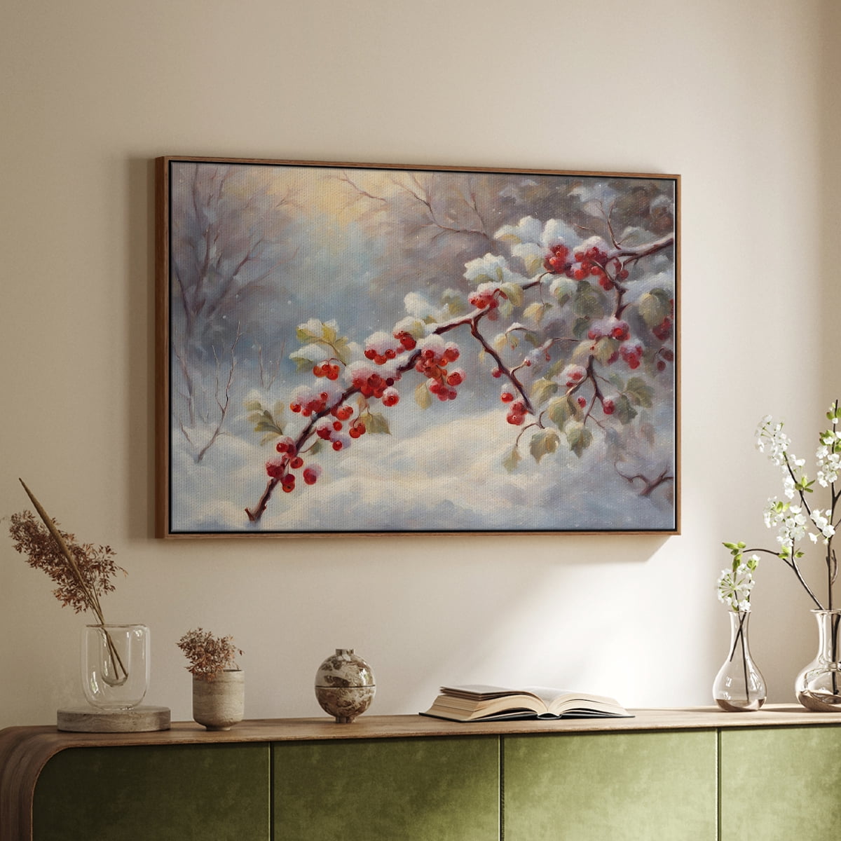 Vintage Landscape-CXCIX By Wexford Home Framed in Walnut Wood Gallery Wrapped Canvas 25 in. x 37 in.