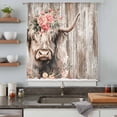 thumbnail image 4 of Spring Cow Floral Sheer Curtains 72 Inches Long, Vintage Brown Wooden Farmhouse Light Filering Curtains, Breathable Simi Curtain Privacy Drapes for Living Room Bedroom Lightweight Window Treatment, 4 of 9