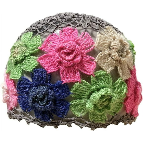 YooGuoGuo Crochet Beanie Hat for Women Men Y2k Floral Boho Knitted Beanie Cotton Flower Patterned Slouchy Skull Cap Lace Head Wrap