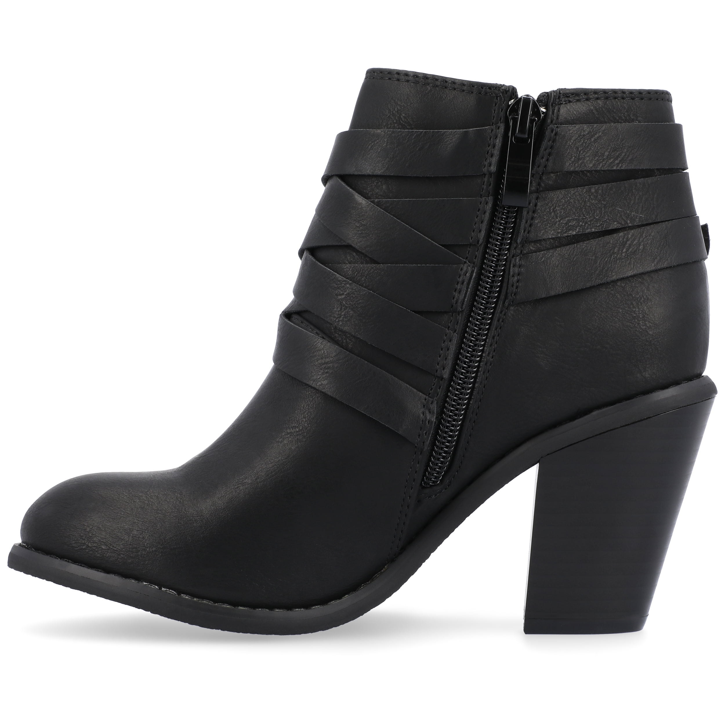 Journee Womens Strap Inside Zip Stacked Heel Booties, Widths Available