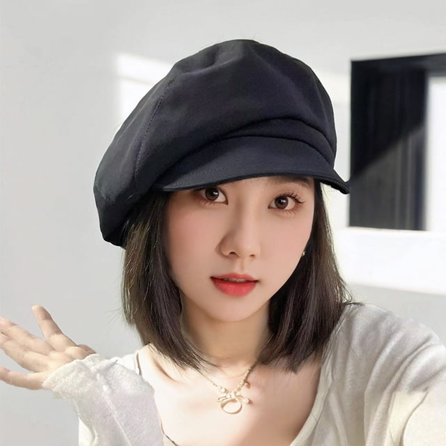 LinYooLi Japanese Short Brimmed Beret For Women In Spring And Autumn, With A Large Head Circumference And A Retro Cloud Hat That Shows Off The Face, Small Painter, And Children's Hat
