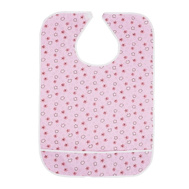 Bearachild Elderly Fashion Bib with Sticking Buckle Mealtime Aid Clothing Stain-resistant Cotton Apron Seniors Printed Protector Eating Type2 NO2