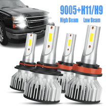 WVKVII 9005 H11 LED Headlight Bulb High Low Beam Kit For 07-18 Chevy Silverado 1500 2500