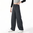 thumbnail image 2 of WAVSUF Girls Wide Leg Long Pants Wide Leg Elastic Waist Breathable Lightweight Spring Summer Casual Trousers Dark Gray 7-8, 2 of 7