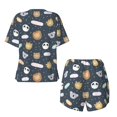 thumbnail image 6 of Wukai Cartoon Animals Print Women's Pajama Set - Short-Sleeve Top and Shorts with Elastic Waistband and Pockets for Loungewear, Yoga, and Casual Wear-Medium, 6 of 8