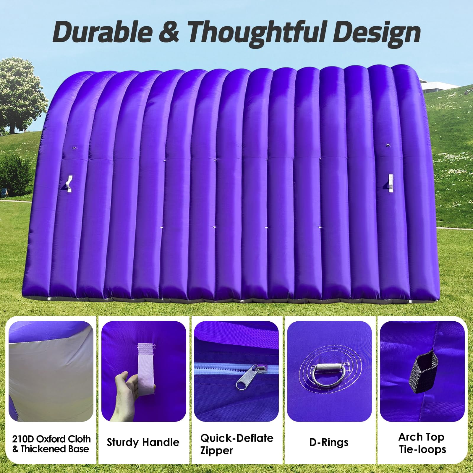Inflatable Sports Tunnel Entrance 16x10x10FT Purple, Built-in Blower – Event Inflatable Tunnel Tent for Team Intros, Business Promotion, Trade Shows, Advertising & Exhibitions