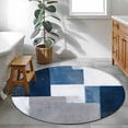 thumbnail image 4 of Blue Grey Round Living Room Rugs 3.3 ft, Abstract Graffiti Washable Area Rug with Non-Slip Sturdy Edge Binding Round Front Door Mat Floor Carpet for Entryway, 4 of 9