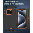 thumbnail image 3 of for iPhone 15 Pro Case, with Screen Protector, Port Protection, Full-Body Non-Slip Silicone Rubber Covered, Military Grade Drop-Proof Shockproof Cover Phone Case, Orange/Black, 3 of 14