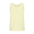 thumbnail image 5 of OKBOP Sleeveless Summer Tops for Women 2024 Yellow Pleated Solid Crew Neck Tank Top Hawaiian Shirts for Women, 5 of 7
