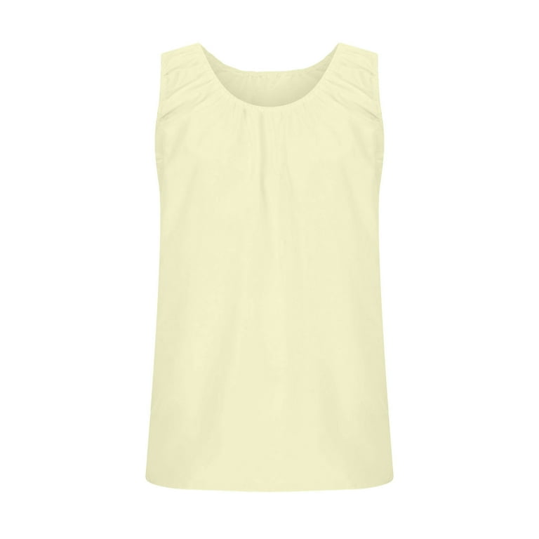 トップス juvyy JUUYY Womens Tank Tops Solid Color Sleeveless Wrinkle Spaghetti