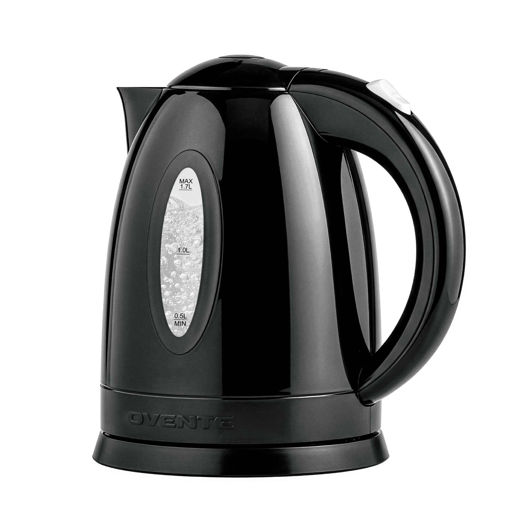 OVENTE 1.7L Electric Kettle with 1100W Fast Boiling Water, Black KP72B | Best For Coffee or Tea, BPA-Free, Water Level Gauge, Auto Shut-Off, Indicator Light, Boil-Dry Protection & Removable Filter