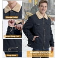thumbnail image 7 of MANSDOUR Men's Winter Fleece lined Jacket Cotton Warm Sherpa Cargo Jackets Thermal Lapel Trucker Work Coat Navy Blue XXL, 7 of 7