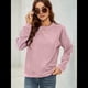 thumbnail image 5 of Sudadera Holgada de con Cuello Redondo para Mujer, Larga, Hombros Caídos, Estilo Casual, , para Otoño Rosa M, 5 of 9