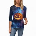 thumbnail image 4 of Godom Women's Funny Halloween Tee Pumpkin Graphic T Shirts Shirt 3/4 Sleeve Shirt Tops, 4 of 6