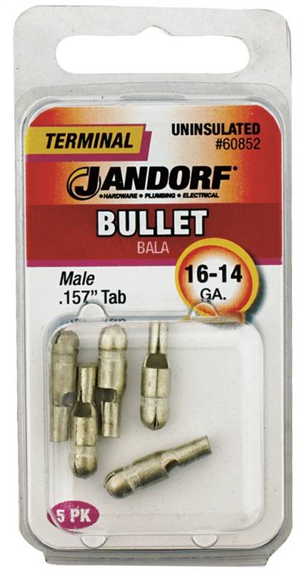 Jandorf 16-14 Ga. Uninsulated Wire Male Bullet Silver 5 pk
