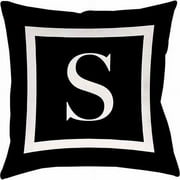 Thumbprintz Classic Block Monogram Decorative Pillow, Black