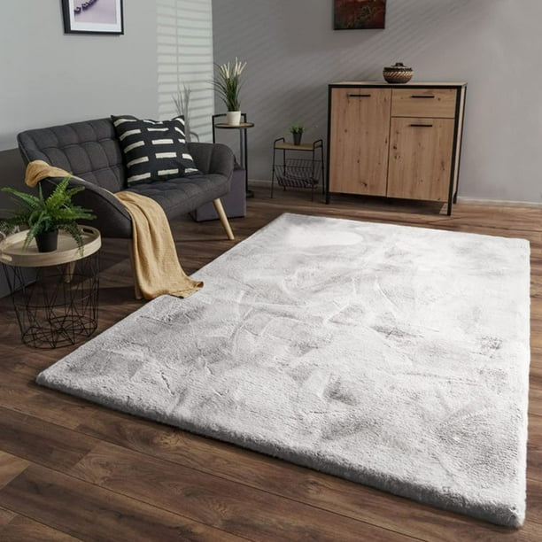 Sanmadrola 6x8 Area Rugs Gray Furry Rugs Faux Sheepskin Rug Washable