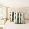 thumbnail image 5 of SUSIELADY Boho Throw Pillow Covers 18x18 Set of 2 Christmas Decorative Cushion Cases Chenille Striped Neutral Square Accent Pillowcases for Sofa Couch Bed, Dark Green, 5 of 6