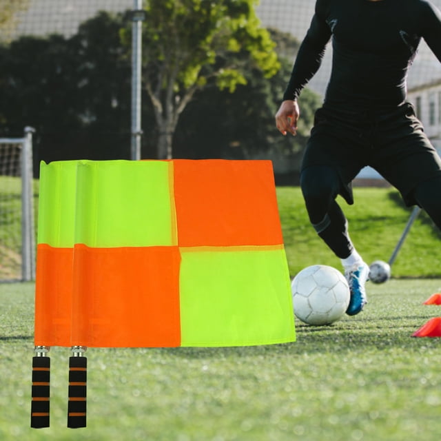 1 Pair Trial Flag Comfortable Handle Fine Workmanship Compact 2 Piece Referee Linesman Flag for Training