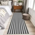 thumbnail image 5 of 2x6 Kitchen Runner Rug, Boho Black Stripe Non-Skid Rubber Backing Large Rectangle Rugs - Living Room Bedroom Home Office, Abstract Geometric White Minimalist Indoor Floor Mat Carpets Washable Rug, 5 of 9