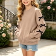 thumbnail image 6 of Jalioing Crew Neck Sweatshirt for Teen Girls Casual Fashion Long Sleeve Bowknot Pullover Tops Solid Cute Shirts 3-14 Years, 6 of 8