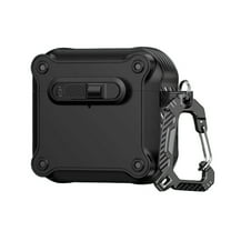 Dteck for Airpods 2nd Gen / 1st Gen Case with Secure Lock Clip, Full Body Shockproof Protection Hard Shell with Carabiner for Women Men,Black