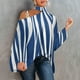 thumbnail image 1 of Pntutb, camisa informal para mujer, manga larga, cuello Halter, hombros descubiertos, blusa holgada con estampado de Polluer, tops Pntutb Pntutb-361, 1 of 5