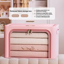 Foldable Wardrobe Clothes Storage Basket, 24L Fabric Laundry Organizer with Steel Frame, Collapsible Bedroom Closet Bin for Blankets Toys and Household Organization