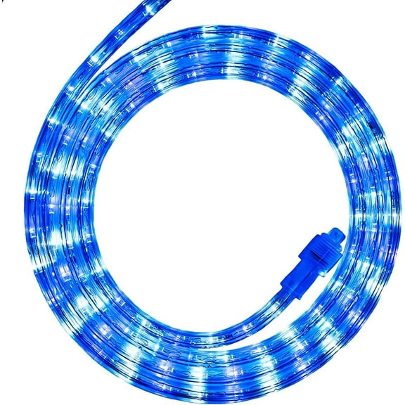 18ft 216 LED Commercial Grade Blue Rope Light, LED Flexible Rope String Light Outdoor – LED Rope Bedroom Light, 120V, ½ Inch, 2-Wire – Rope Light Clips and Power Cord Included