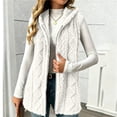 thumbnail image 5 of Tusihei Women's Sleeveless Hooded Zip Up Fleece Vest Lightweight Warm Jacket Casual Solid Long Outerwear for Daily Wear Comfortable Layering Piece, White 2XL, 5 of 8
