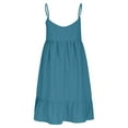 thumbnail image 4 of Robe Mini à Bretelles Spaghetti Col en V d'Été pour Femmes, Robe Tunique à Manches Courtes Décontractée, Volants à Étages, Plage, Ligne A, Courte, Robes d'Été, 4 of 8
