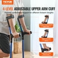 thumbnail image 2 of VEVOR Forearm Crutches for Adults, 11-Level Height Adjustable Walking Crutches with 4-Level Upper Cuff, Lightweight Aluminum Medical Support Crutches for Leg Injury Surgery Disabled, 1 Pair (350LBS), 2 of 9