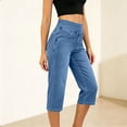 thumbnail image 5 of Jerdar Capris Jeans for Women High Waisted Trendy Pull On Elastic Waist Split Hem Skinny Stretchy Denim Capri Pants S, 5 of 8