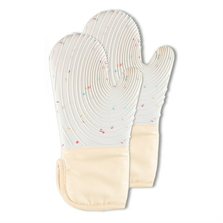 

Silicone Oven Mittens Heat Resistant Kitchen Gloves Non Slip Baking Mitts Double Layer Grill Gloves White Type 1