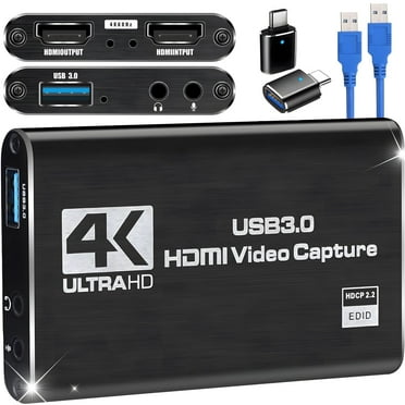 4K HDMI Capture Card for Streaming, Full HD 1080P 60FPS USB Cam Link Game Audio Video Capture Card Nintendo Switch/PS5/3ds/Xbox/PS4 (Black)