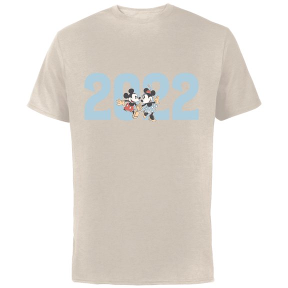 Disney Mickey and Minnie 2022 New Year’s Eve - Short Sleeve Cotton T-Shirt for Adults - Customized-Natural
