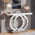 thumbnail image 2 of Tribesigns 43" Mirrored Console Table, Modern Entryway Table with Thickened Mirror Finish Tabletop, Rectangle Glass Sofa Table for Living Room, Entrance, Hallway, 2 of 9